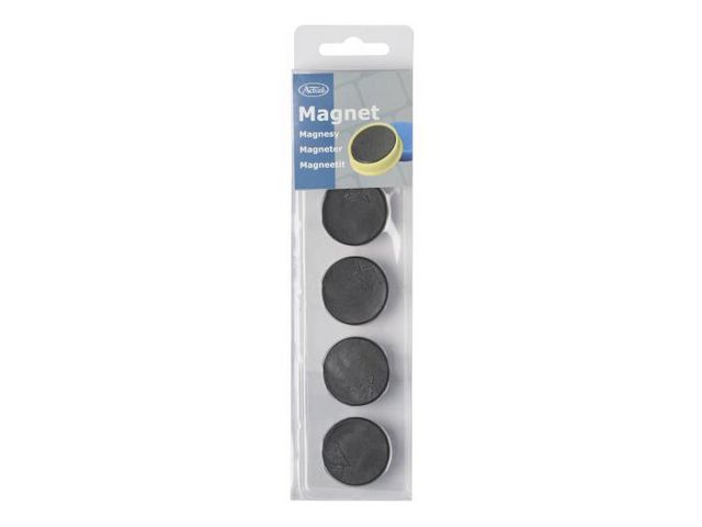 Whiteboardmagnet, rund, 30 mm, svart, fp om 5 st