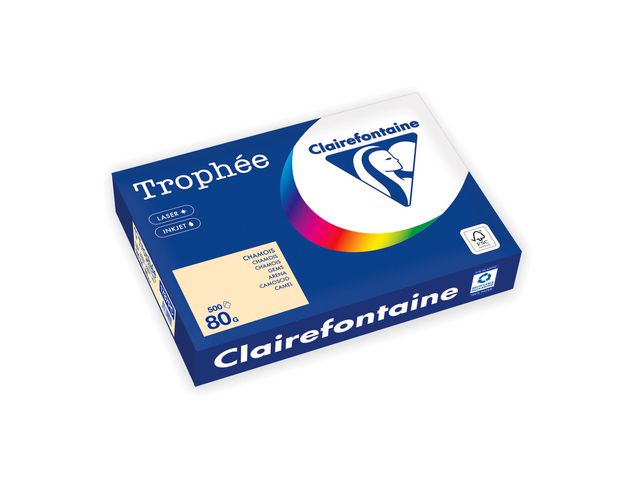 Clairefontaine Koperingsapper A4 80g ohålat vanilj, bunt om 500 blad