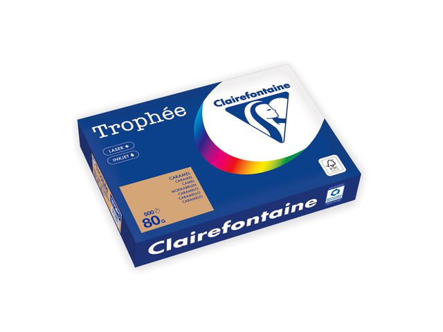 Clairefontaine Kopieringspapper Trophée 80g ohålat karamell, bunt om 500 blad