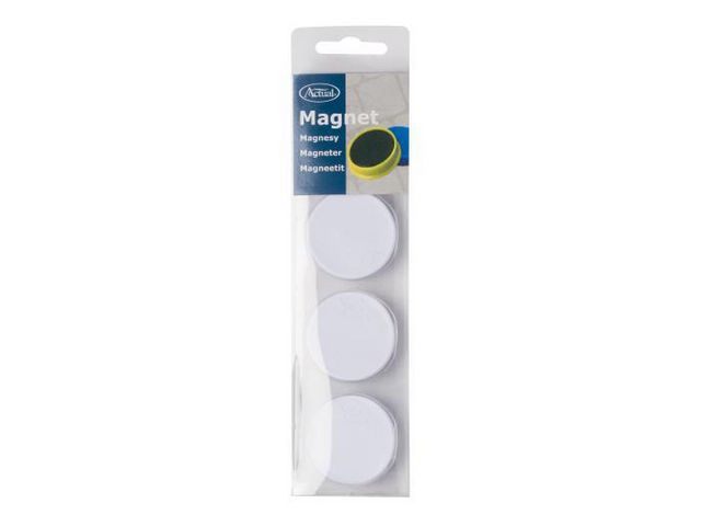 Whiteboardmagnet, rund, 40 mm, vit, fp om 4 st