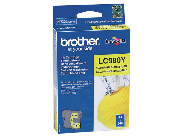 Brother Bläckpatron LC980 Y, LC-980Y, Innobella™-bläck, gul, singelförpackning, st