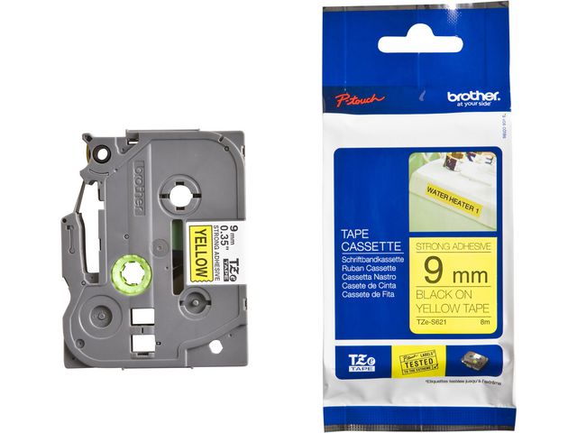 Brother Tape TZES621 9mm svart på gul, st