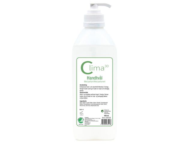 CLIMA30 Handtvål med pump parfymerad 600ml, flaska om 600 ml