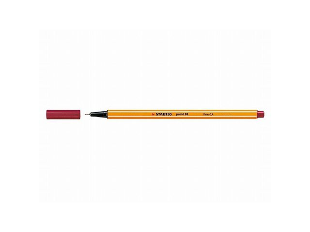 STABILO Fineliner Point 88®, tunn spets, orange pennkropp, mörkrött bläck, st