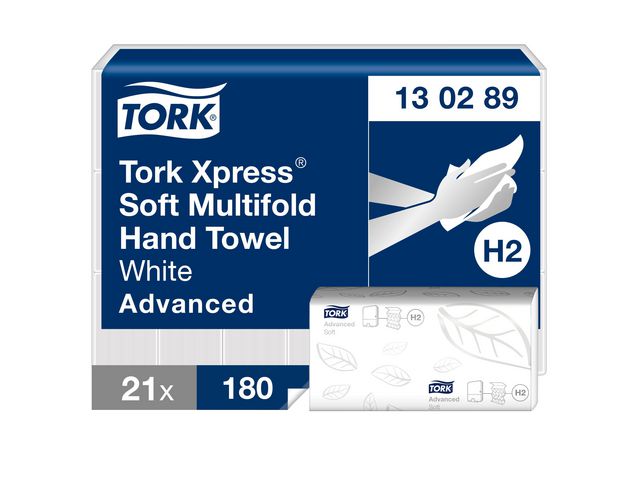 Tork Pappershandduk Xpress H2 Advanced Mjuk Multifold, krt. om 21 x 180 st