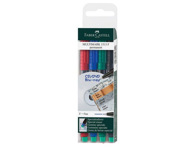 Faber-Castell Märkpenna VF FABER CASTELL F Permanent 0,6mm sorterade färger, fp om 4 st