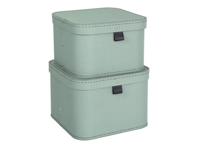Bigso Box Förvaringsbox med lock kartong mint, fp om 2 st
