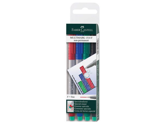 Faber-Castell Märkpenna MULTIMARK icke-permanent 0,6mm, fp om 4 st