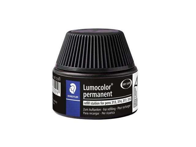 STAEDTLER Lumocolor Refill universal permanent 15ml svart, flaska om 15 ml