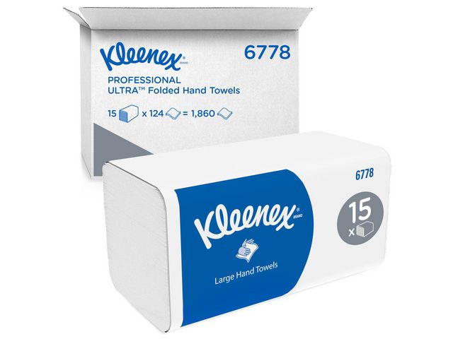 Kleenex® Pappershandduk V-vikt vit, fp om 15 omslag