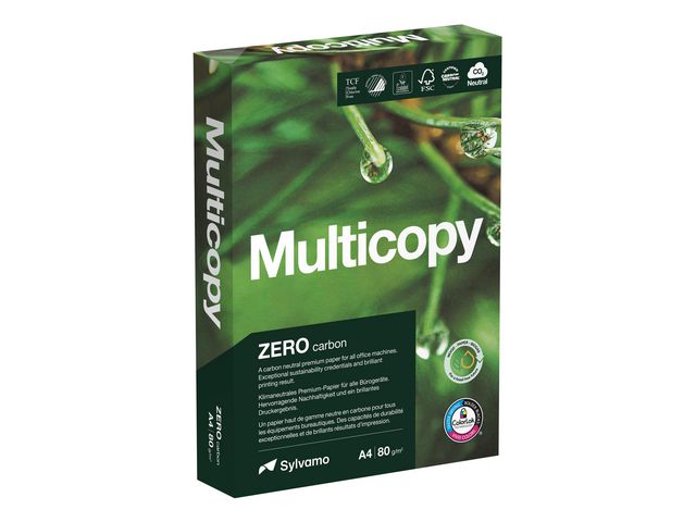 Multicopy Kopieringspapper Zero A4 80g hålat, bunt om 500 blad