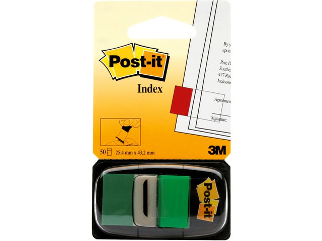 Post-it® Indexflikar, medium, 25,4 x 43,2 mm, grön, 680-3, fp om 50 st