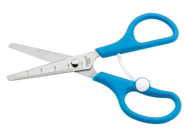 Westcott Barnsax, blad i rostfritt stål med trubbig spets, 130 mm, blått handtag, st