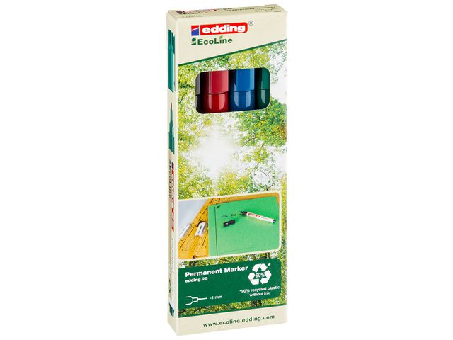 edding Märkpenna EcoLine 25 permanent sorterade färger, fp om 4 st