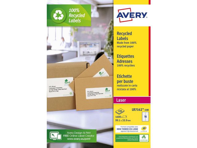 Avery Etikett QuickPeel 99,1x33,9mm, fp om 1600 st