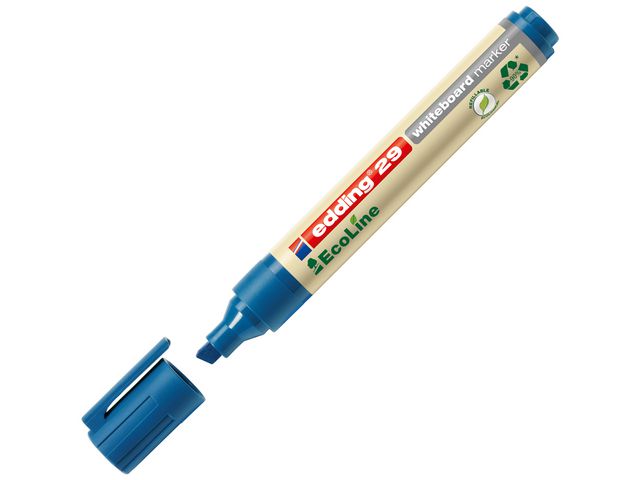 edding Whiteboardpenna, 29 EcoLine, snedskuren spets, 1–5 mm linjebredd, blå, st