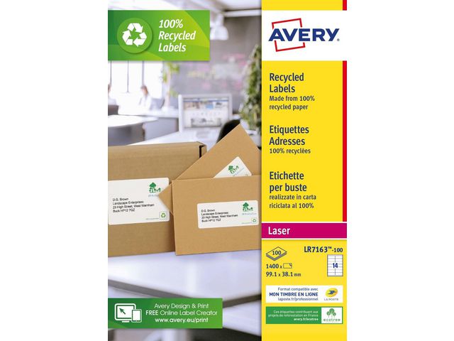 Avery Etikett QuickPeel 99,1x38,1mm, fp om 1400 st