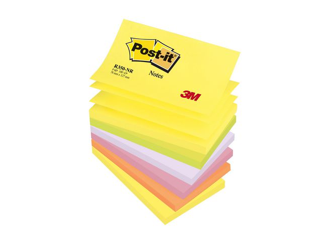 Post-it® Sticky Z-notislappar 76x127mm Neon Rainbow 6x100 blad sorterade färger, fp om 6 st