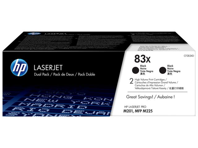 HP Toner CF283XD 83X 4,4K Svart 2/FP, fp om 2 st