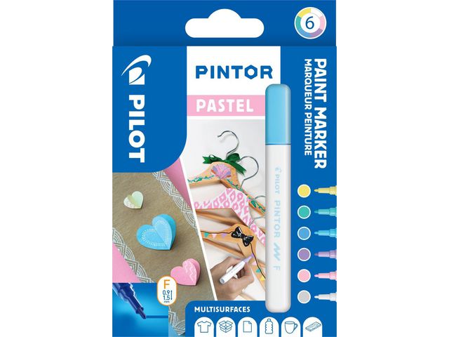 Pilot Märkpenna Pintor Fine spets, 1,0 mm, 6 Färger Pastell Mix, set om 6 st