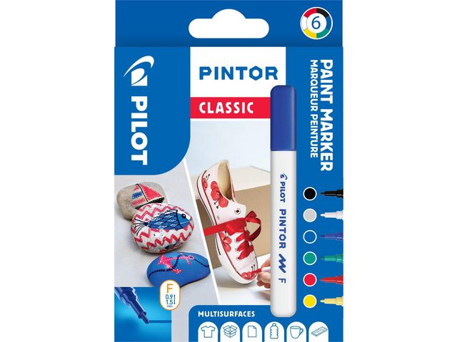 Pilot Märkpenna Pintor Fine spets, 1,0 mm, 6 Färger, set om 6 st