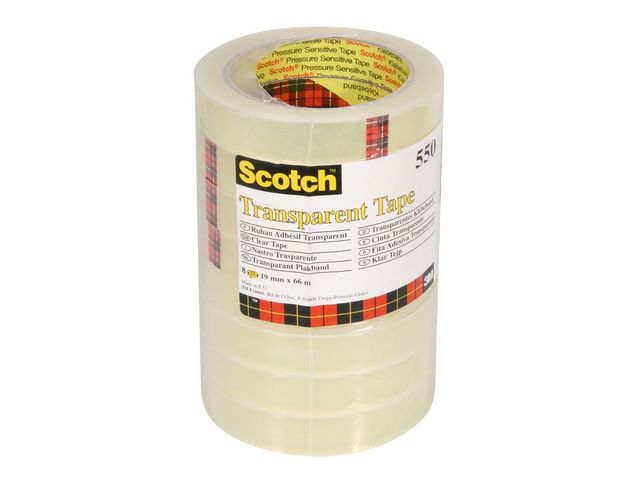 Scotch® Tejp 550, genomskinlig, 19 mm x 66 m, rulle om 66 m