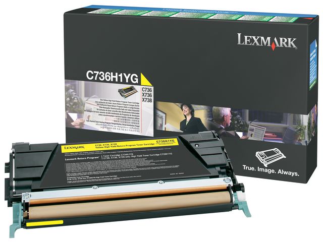 Lexmark Toner, hög kapacitet, gul, singelförpackning, C736H1YG, st