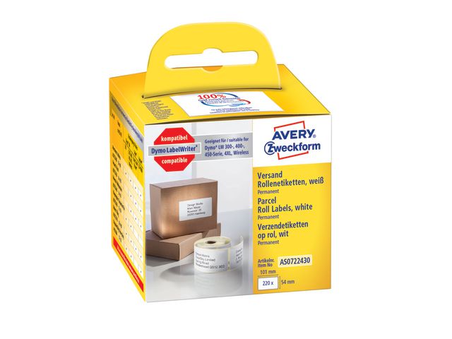 Avery Etikett på rulle 101x54mm, fp om 220 st