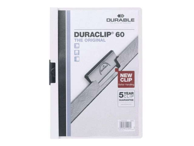 Durable Klämmapp, Duraclip®, A4, 30 arks kapacitet, PVC, vit, st