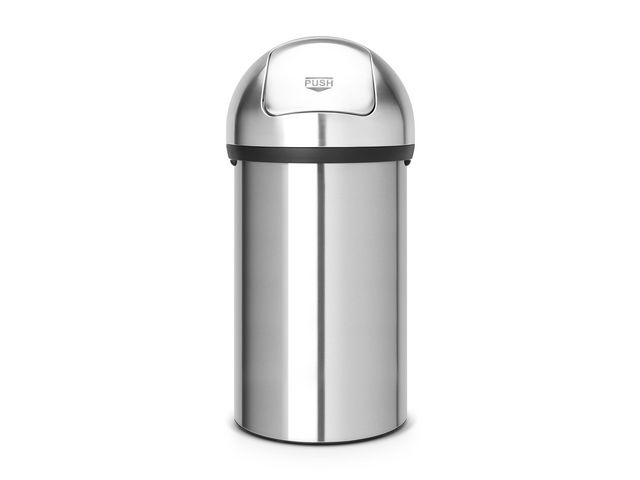 BRABANTIA Avfallstunna, trycklock, 60 l, handtag, 405 x 405 x 830 mm, silver, st