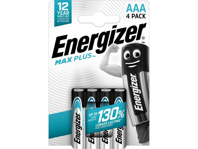 Energizer Batteri Max Plus AAA, kort 4 st