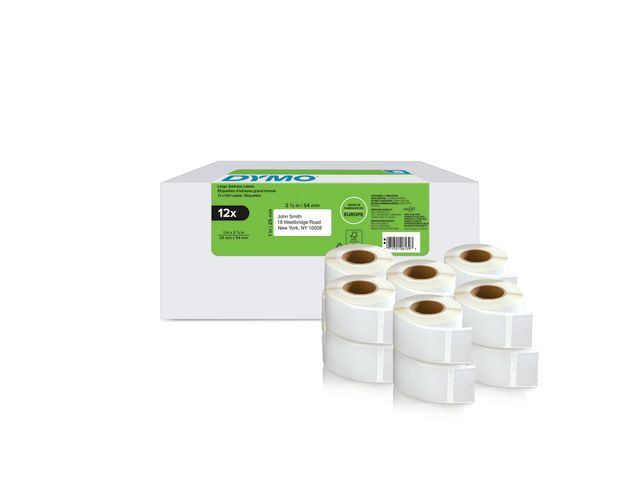 Dymo Etikett Retur 25x54 mm, krt. om 12 rullar
