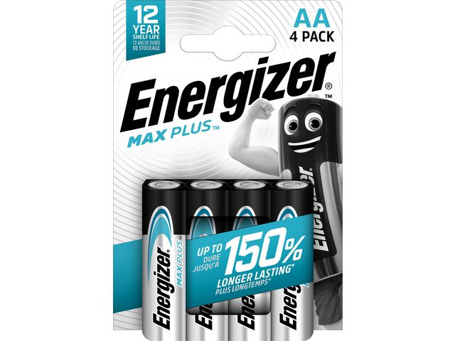 Energizer Batteri Max Plus AA, kort 4 st
