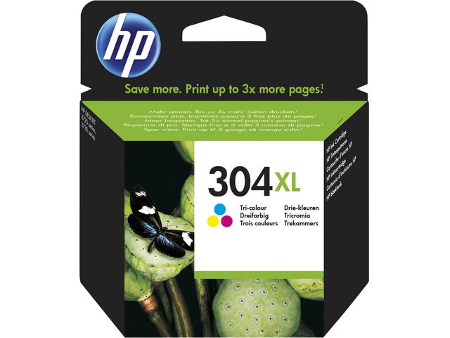 HP Bläckpatron, 304 XL Original, hög kapacitet, tre färger, singelförpackning, N9K07AE#UUS, st