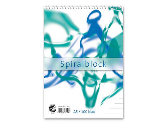 Spiralblock A5 60g 100 blad linjerat TräFritt, st
