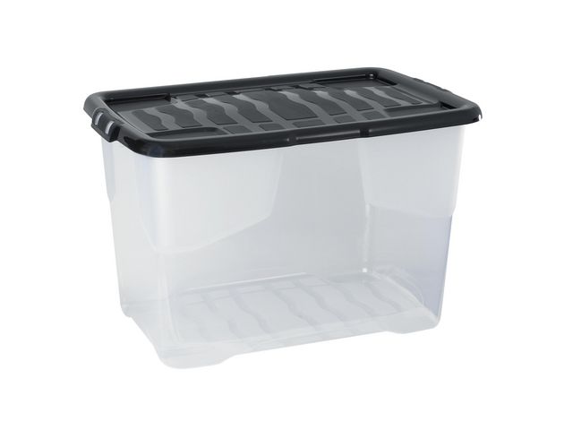 STRATA Plastlåda 65L klar med lock PP, st