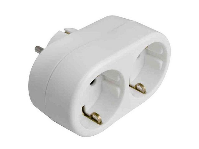 GELIA Grenuttag, AC 250 V, 2 utgångskontakter, vit, st
