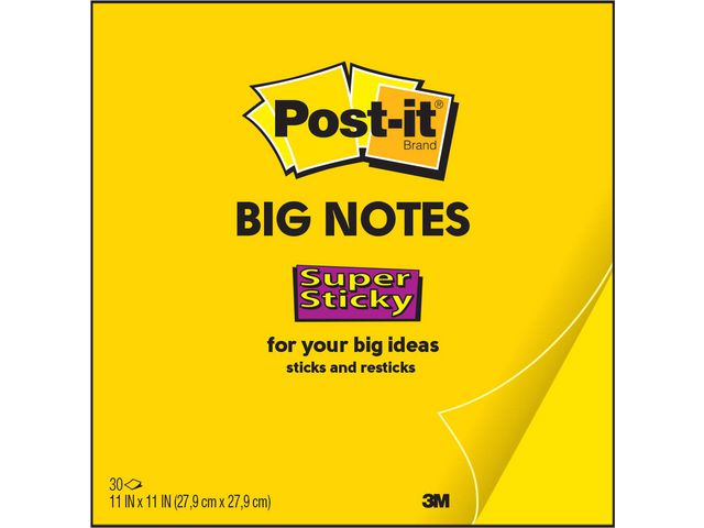 Post-it® Stora Super Sticky notisar BN11-EU 27,9x27,9cm 30 blad neongul, block om 30 blad