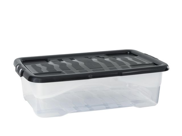 STRATA Plastlåda 30L transparent med svart lock PP, st