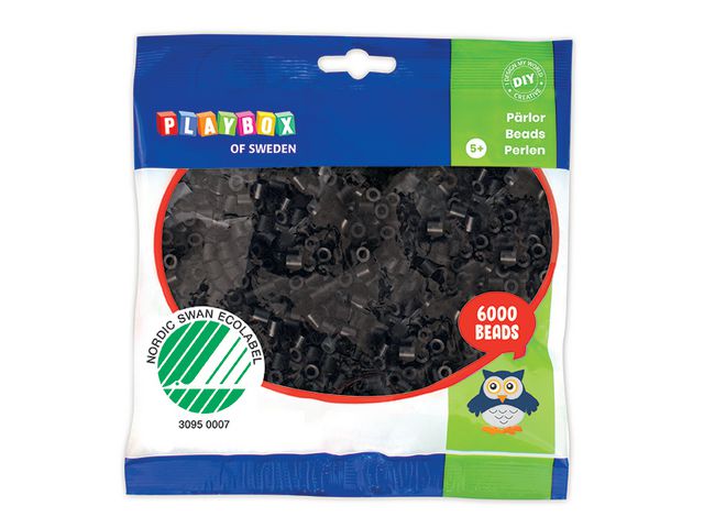 PLAYBOX Rörpärlor svarta 6000/FP, fp om 6000 st