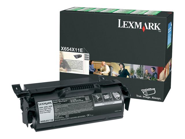 Lexmark Toner, hög kapacitet, svart, singelförpackning, X654X11E, st