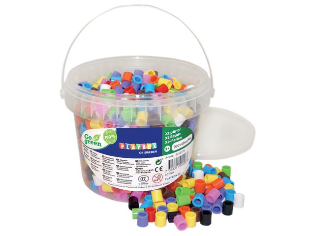 PLAYBOX XL-rörpärlor bioplast 950/hink, fp om 950 st