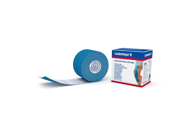 Leukotape Kinesiotejp K blå 5cmx5m, rulle om 5 m