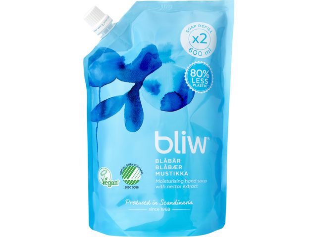 BLIW Tvål Blåbär refill 600ml, flaska om 600 ml