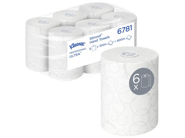 Kleenex® Pappershandduk Ultra Slimroll vit, fp om 6 rullar