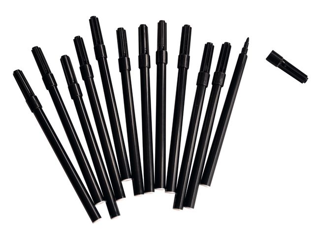 PLAYBOX Fiberpenna fine svarta, fp om 12 st