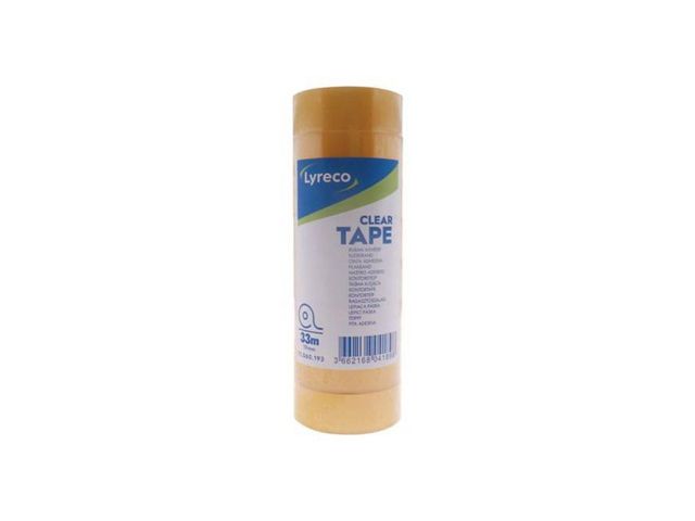 Lyreco Kontorstejp 33m x 19mm klar 8/FP, fp om 8 rullar