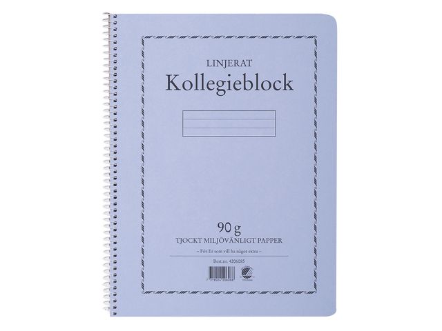 Kollegieblock A4 90g 70 blad linjerat Träfritt papper, st