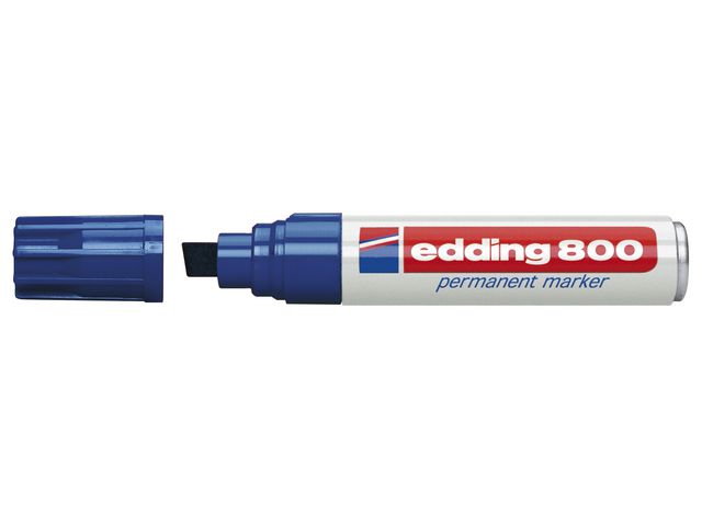 edding Märkpenna Permanent 800 med snedskuren spets, 4 - 12 mm, blå, st