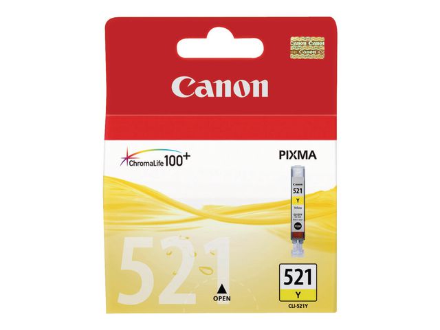 Canon Bläckpatron PIXMA CLI-521 Y, 2936B001, ChromaLife100+-bläck, gul, singelförpackning, st